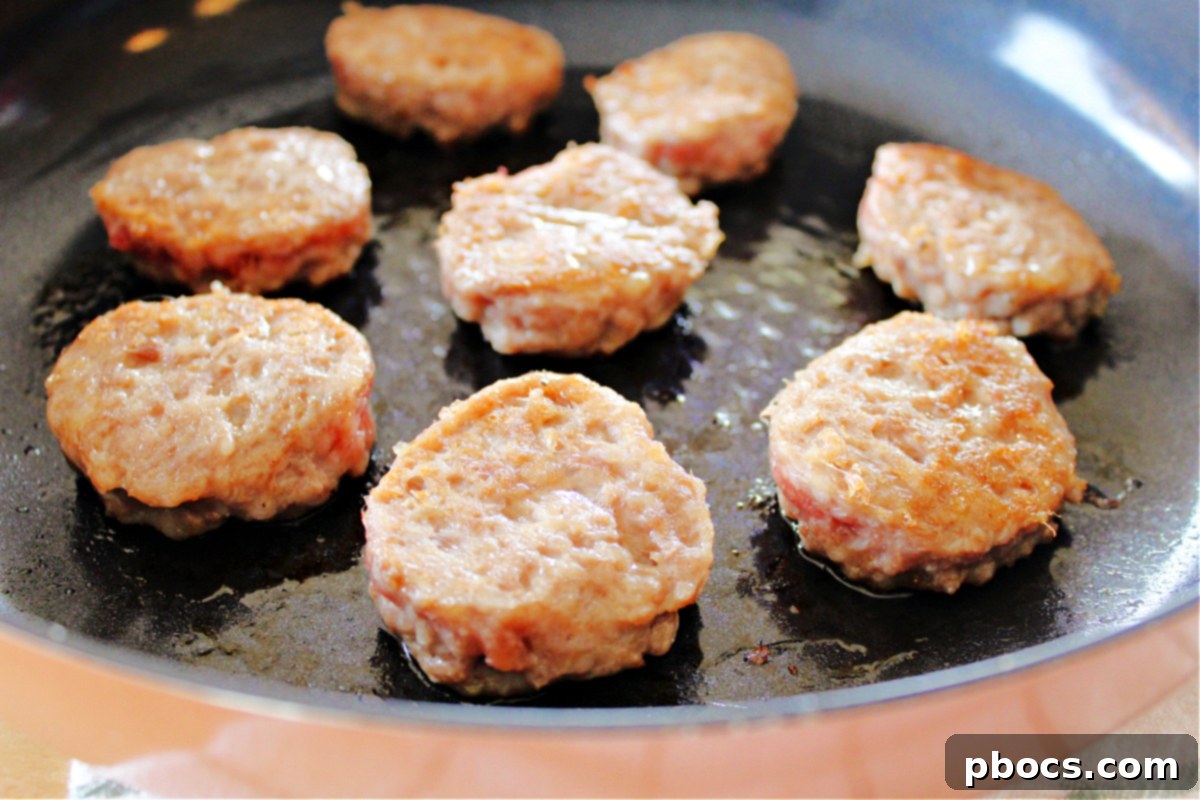 Cooking sausage patties in a skillet