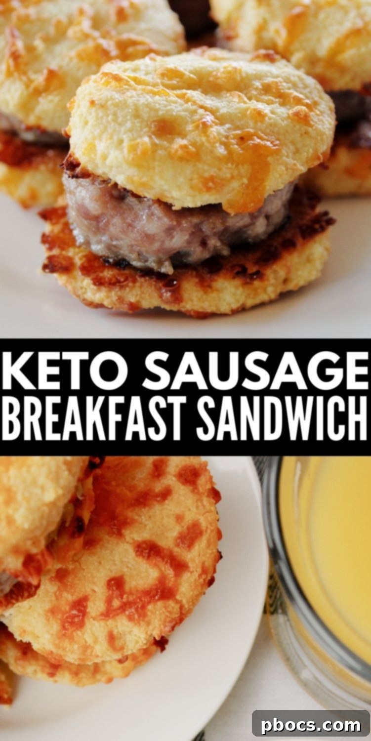 Keto Sausage Breakfast Sandwich - Pin for later