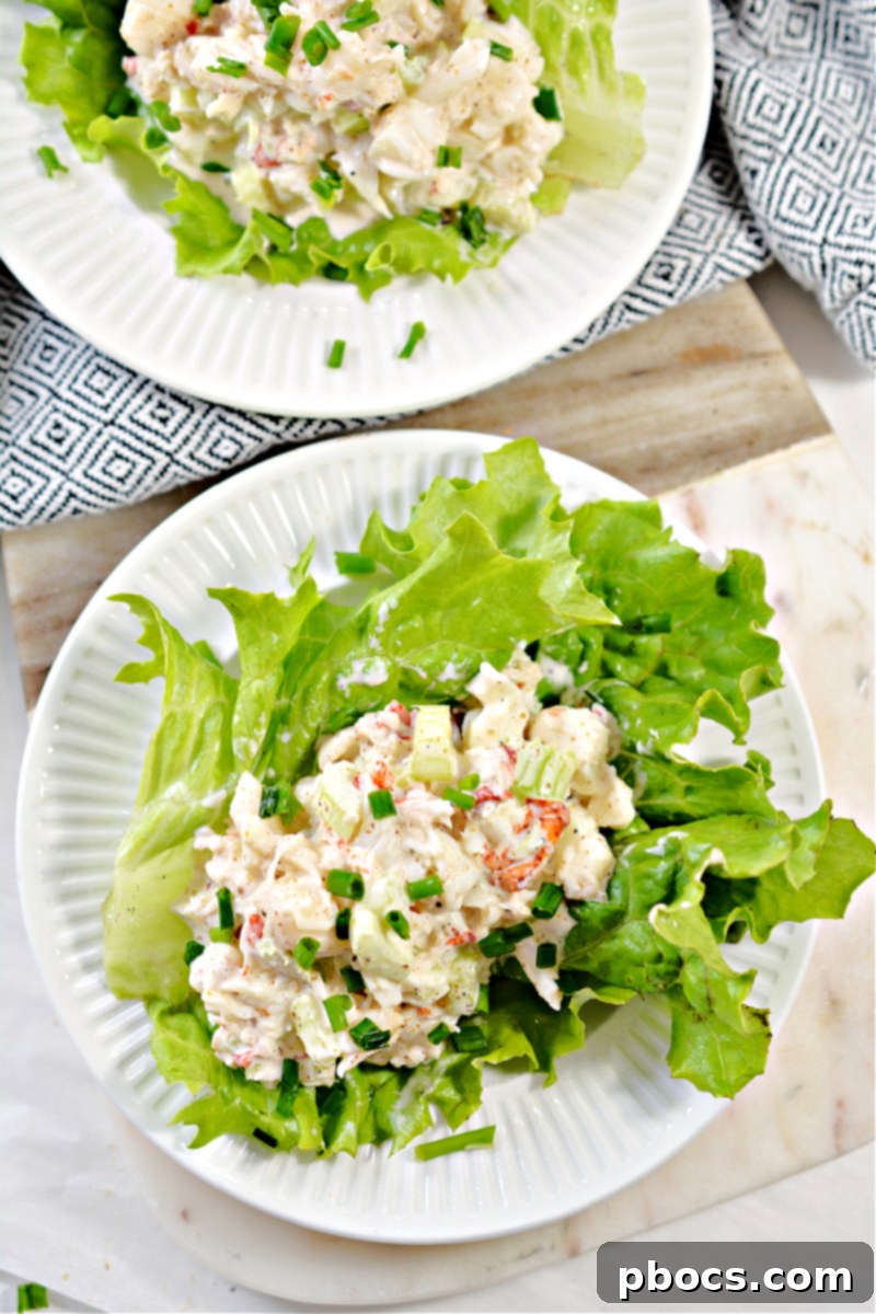 Keto Lobster Salad Recipe - A vibrant, creamy lobster salad in a bowl.