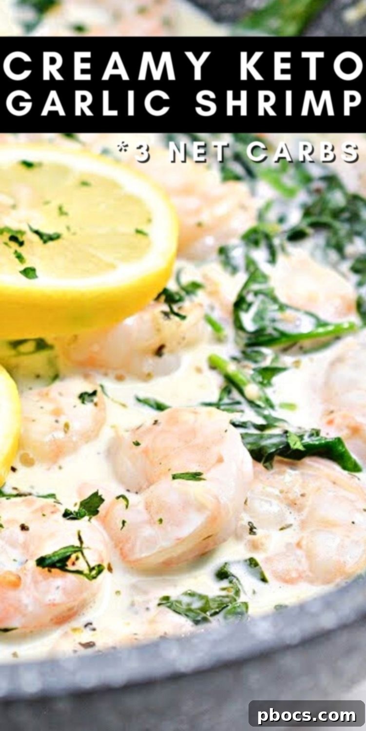 Ultimate Creamy Keto Garlic Shrimp 18 Pin this Creamy Keto Garlic Shrimp recipe for future reference #creamyketogarlicshrimp #creamygarlicshrimp