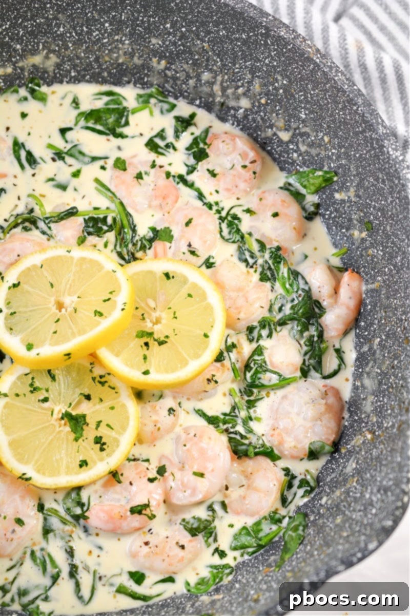 Ultimate Creamy Keto Garlic Shrimp 4 Keto Garlic Shrimp cooked in a single skillet for easy cleanup