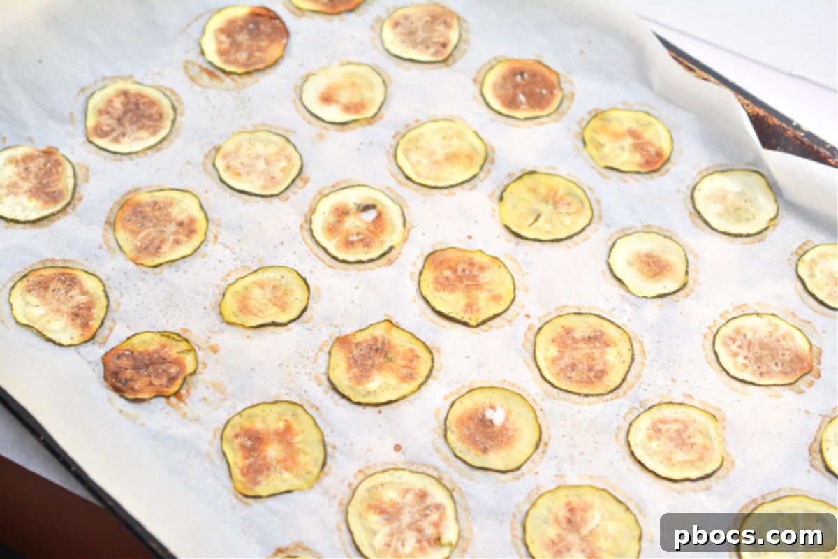 Partially baked zucchini chips