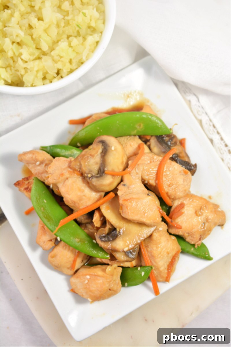 Keto Moo Goo Gai Pan Stir Fry 8 Serving Keto Moo Goo Gai Pan with delicious side dishes.
