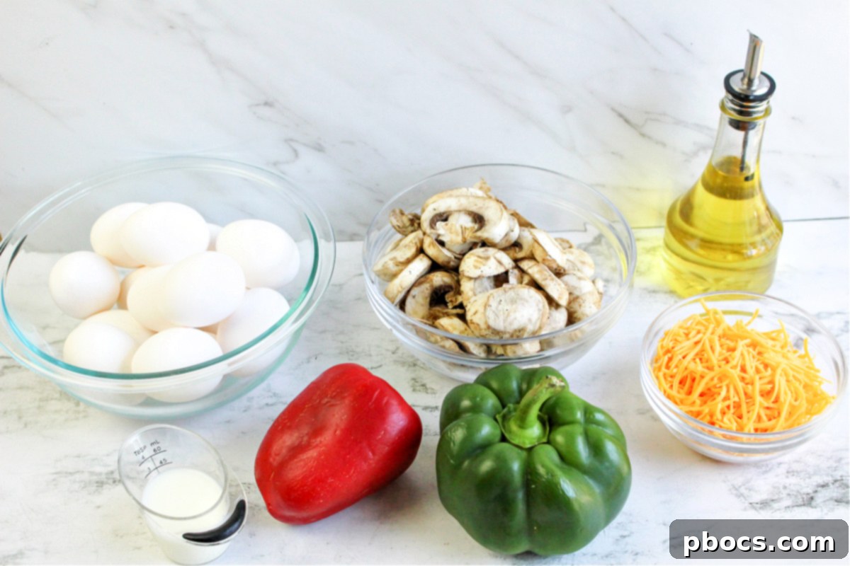 Savory Keto Veggie Morning Bake 4 Top-down view of the Keto Breakfast Bake, highlighting the fresh, colorful vegetables cooked into the eggs