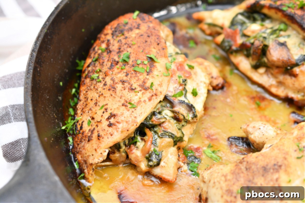 Keto Spinach Stuffed Chicken Breast - Close Up