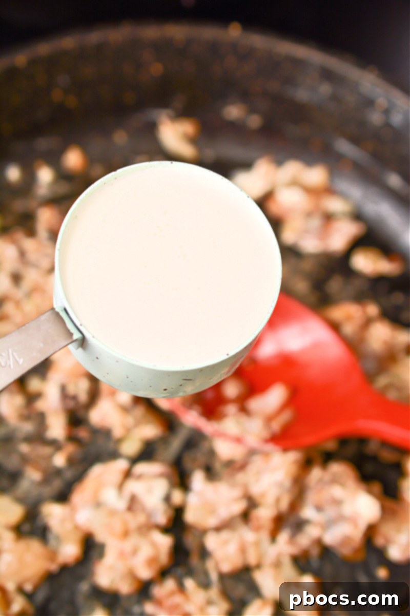 Adding Cream and Cheese to Filling