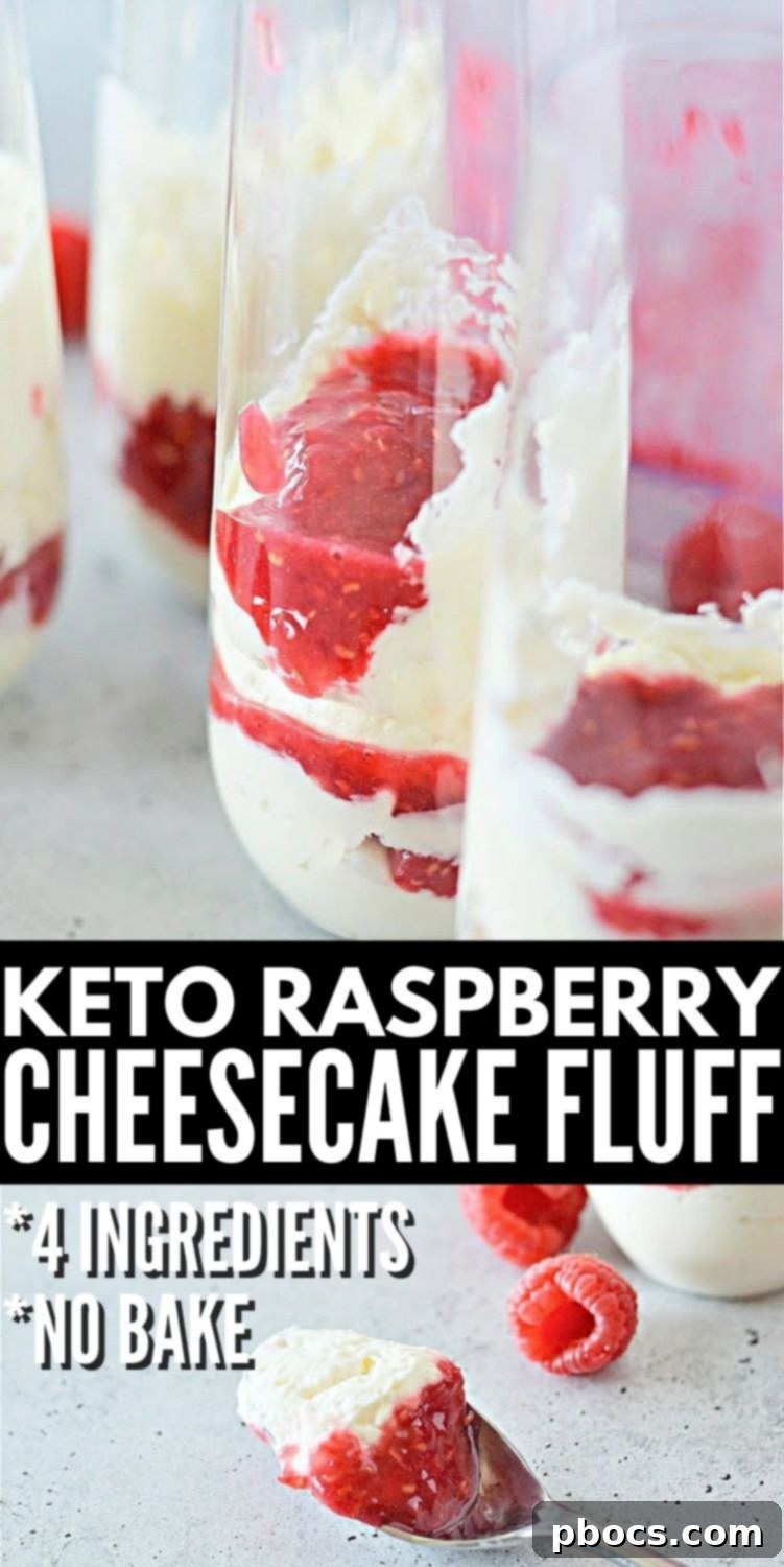 Keto Cheesecake Fluff with Raspberry Sauce pin image
