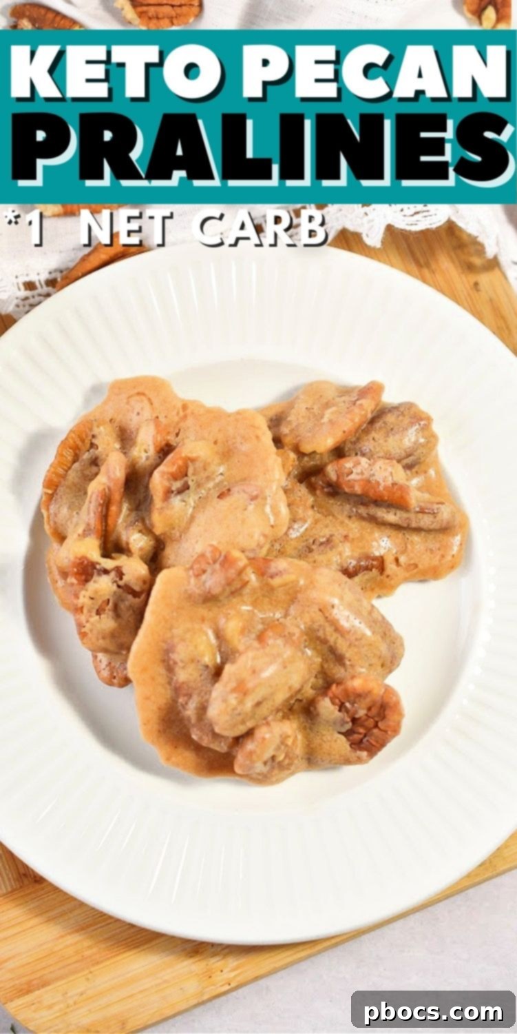 Keto Pecan Pralines Pinterest pin image