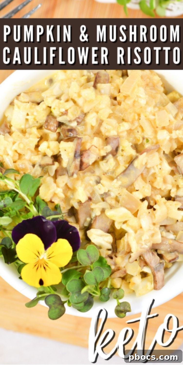 Keto Mushroom and Pumpkin Risotto Made With Cauliflower Rice #ketopumpkinrisotto #pumpkinrisotto