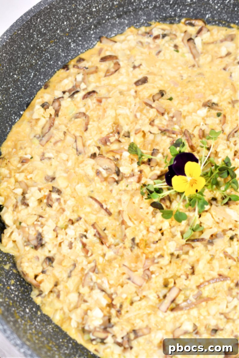 Ingredients for Keto Mushroom and Pumpkin Risotto on a cutting board
