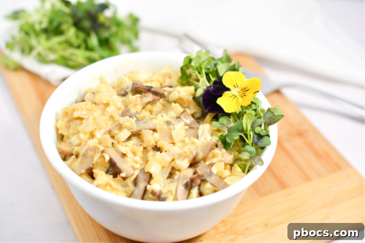 Cooking shallots and mushrooms for Keto Mushroom and Pumpkin Risotto