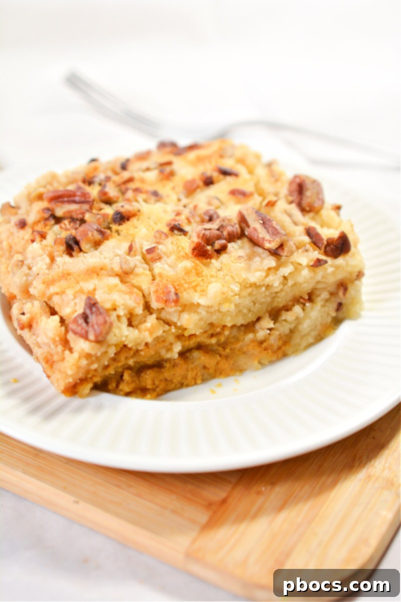 Individual slices of Keto Pumpkin Pecan Dump Cake stored in containers