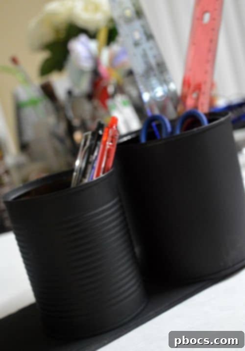 Step 6: Completed DIY pen holder, organized and ready to use