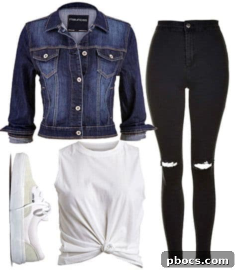 Casual Cool Outfit with Black Skinny Jeans and White Sneakers
