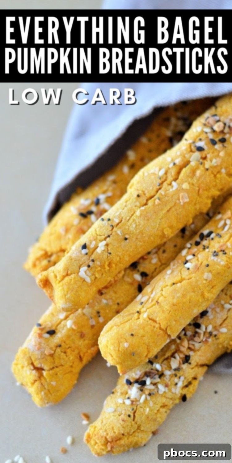 Pinterest graphic for Low Carb Everything Bagel Breadsticks With Pumpkin