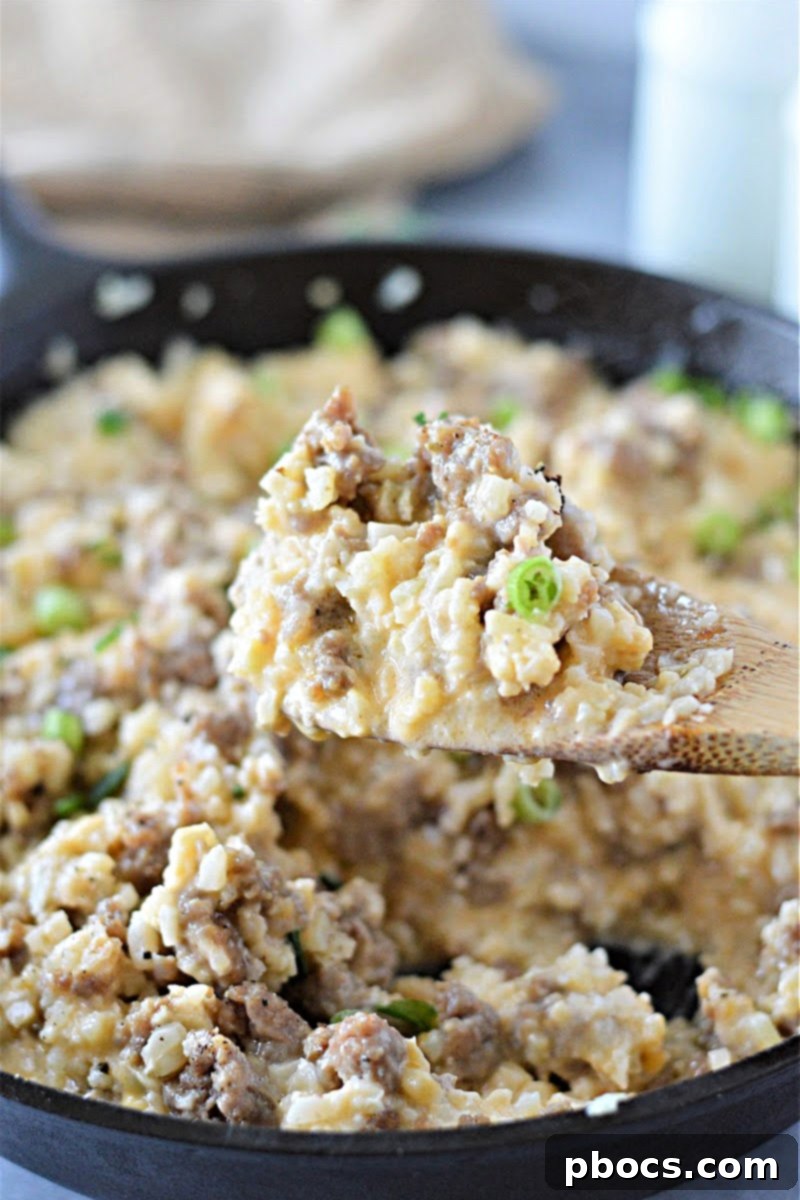 Melted Cheeses in Keto Cheesy Cauliflower Rice