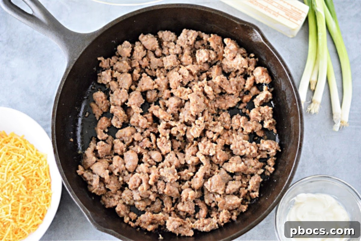 Browning Ground Italian Sausage in a Skillet