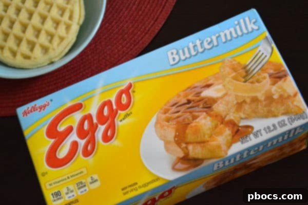 Eggo breakfast sandwiches stacked and ready for freezing