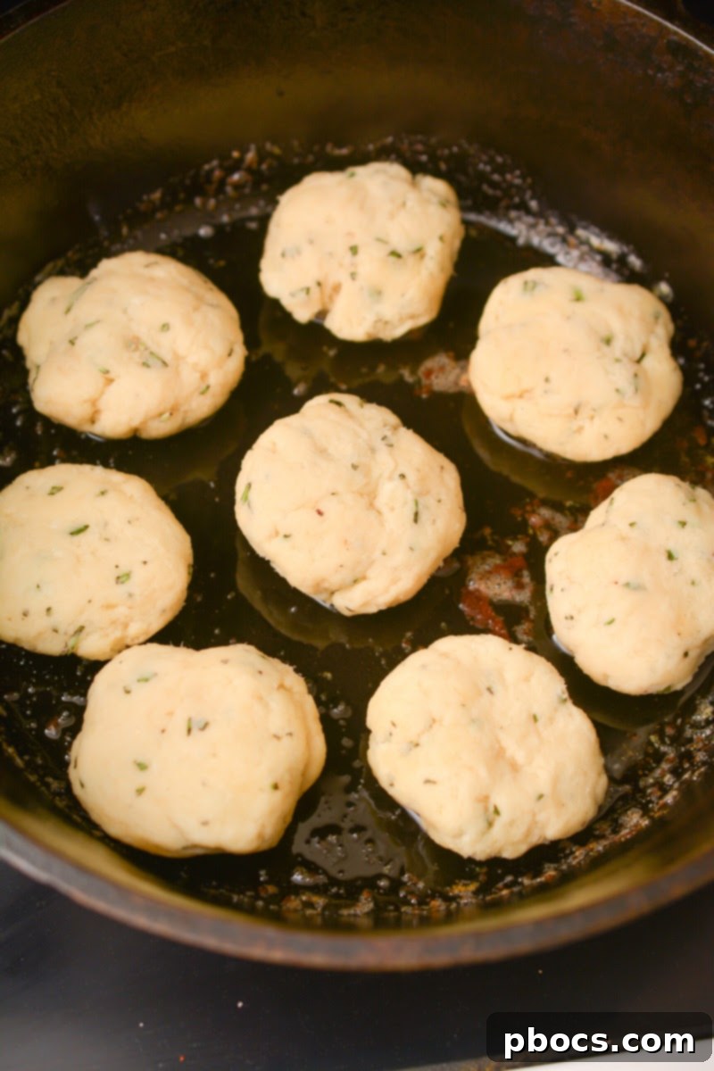 Formed keto rolls in skillet before baking