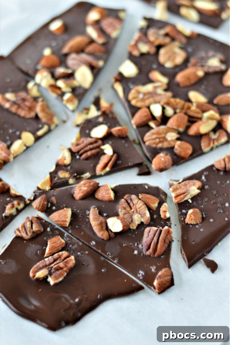 Sugar-Free Almond Pecan Keto Bark 14 Finished Keto Chocolate Bark With Almonds and Pecans