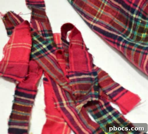 Cutting Fabric Strips for Wreath