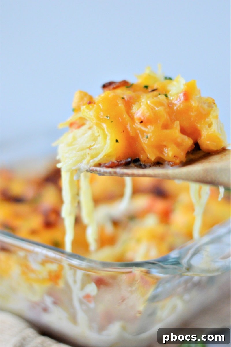 Leftover Low-Carb Cheesy Chicken Spaghetti in a container