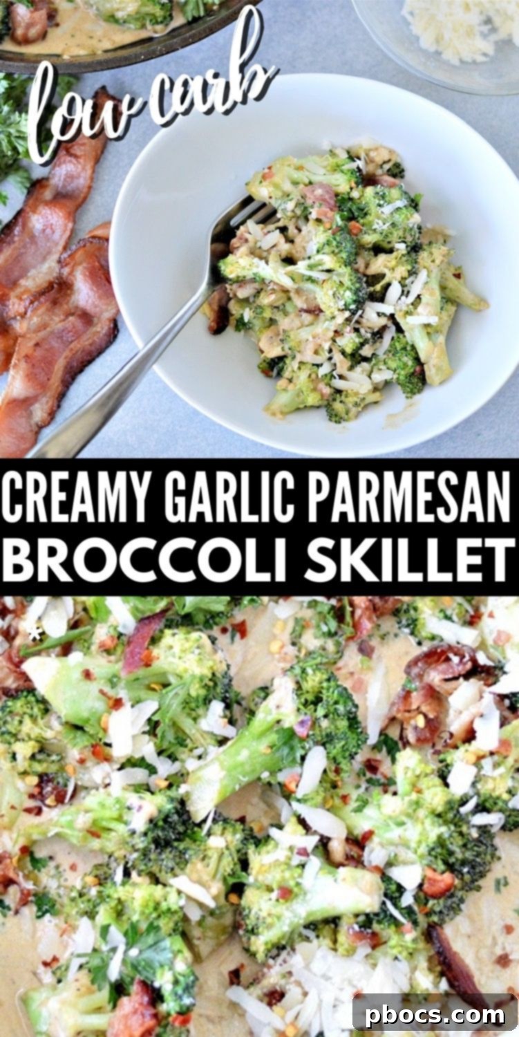 Creamy Low Carb Garlic Parmesan Broccoli Skillet