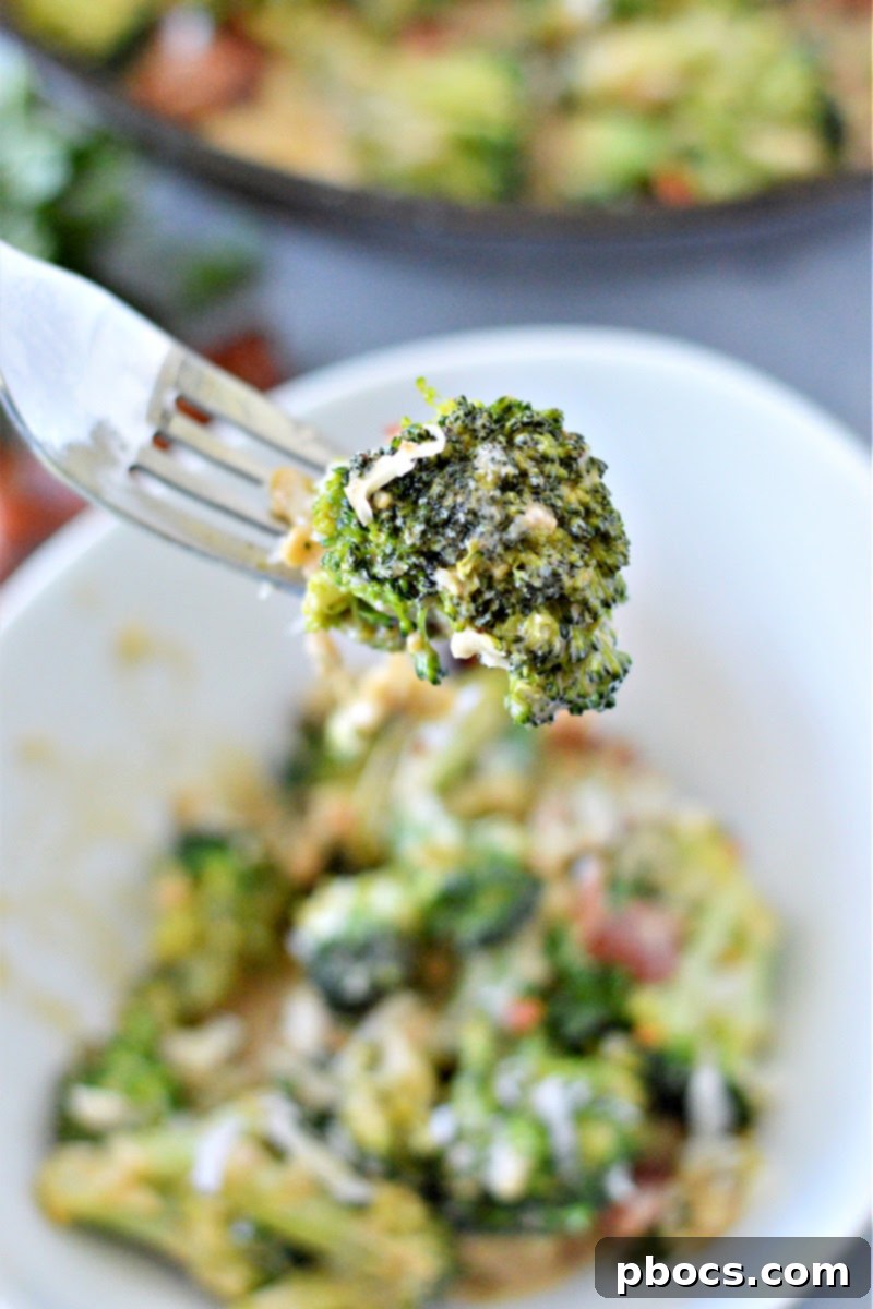 Creamy Low Carb Garlic Parmesan Broccoli Skillet