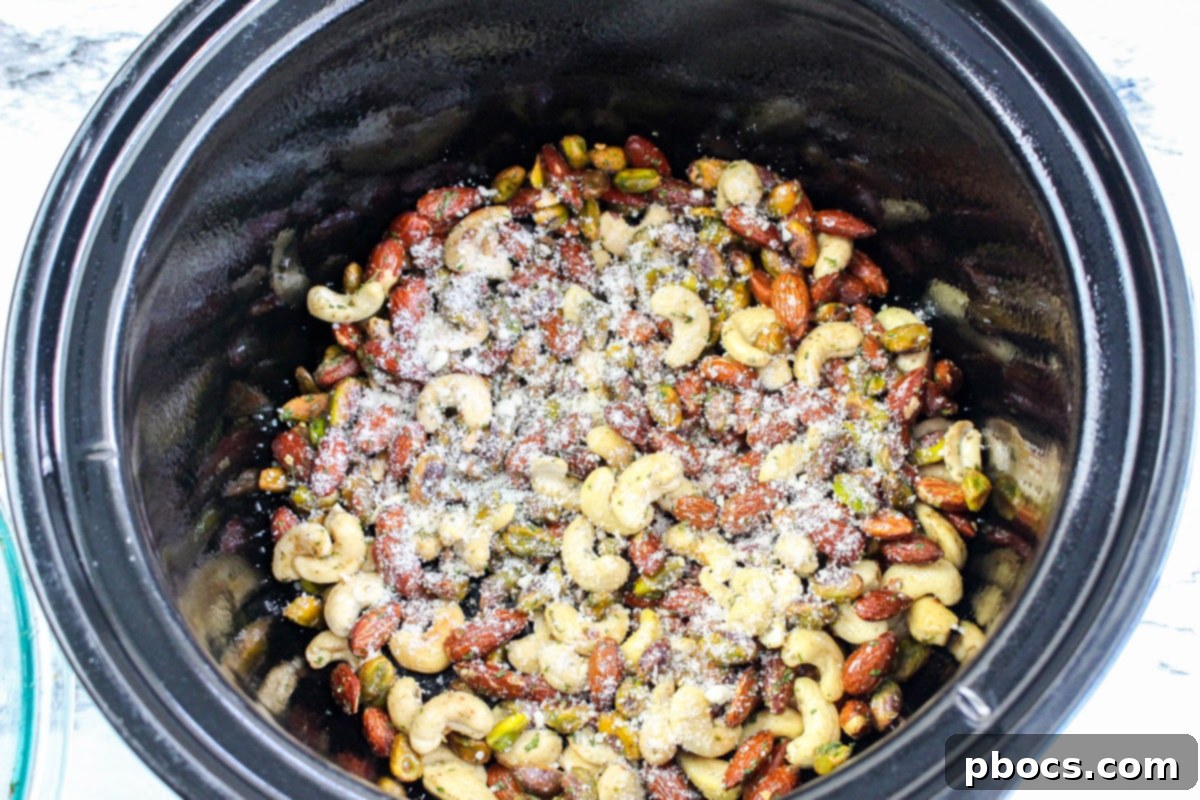 Slow Cooker Keto Snack Mix With Parmesan and Nuts