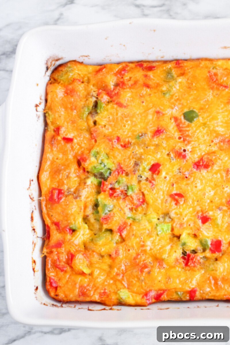 Savory Keto Breakfast Bake 2 Hearty Low-Carb Breakfast Casserole with Sausage and Bell Peppers