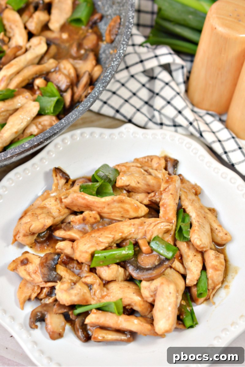 Keto Asian Mushroom Chicken Stir-fry 2 Keto Asian Chicken With Mushrooms, a sticky-sweet low-carb dish