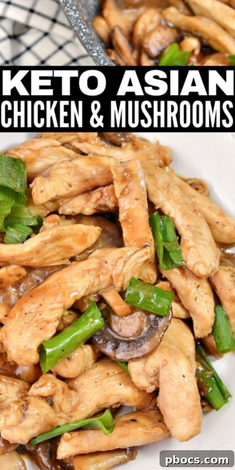 Keto Asian Mushroom Chicken Stir-fry 14 Keto Asian Chicken With Mushrooms recipe pin for Pinterest