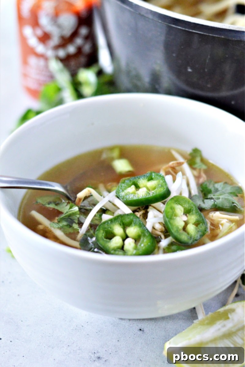 Ingredients for low-carb chicken pho laid out before cooking, including chicken, broth, and fresh herbs.