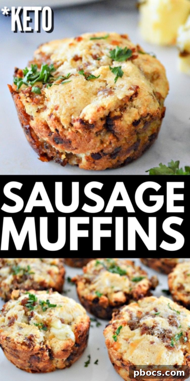 Keto Sausage Muffins recipe pin image