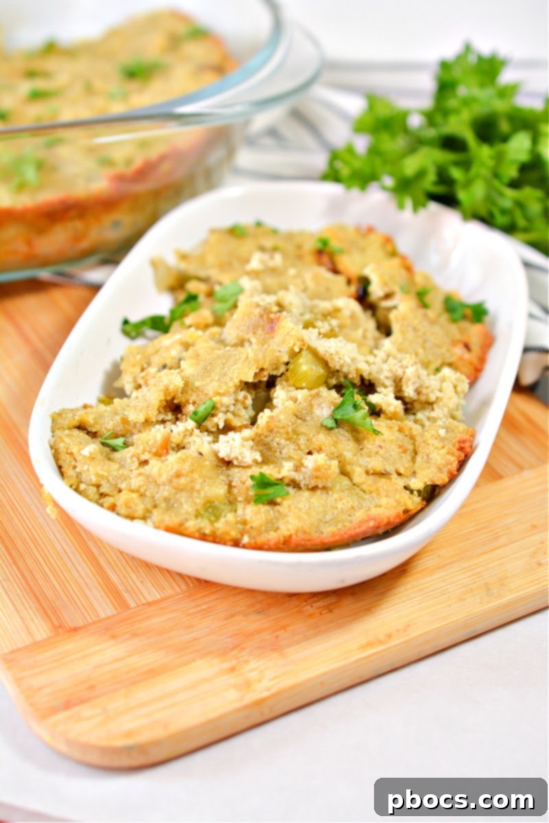 Ingredients for Keto Cornbread Dressing mixed in a bowl