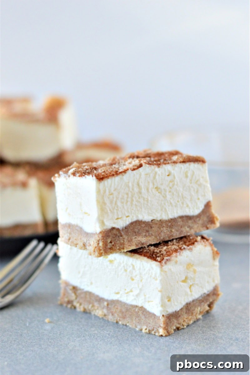 Keto No-Bake Churro Cheesecake Bars - Delicious and Easy Low-Carb Dessert