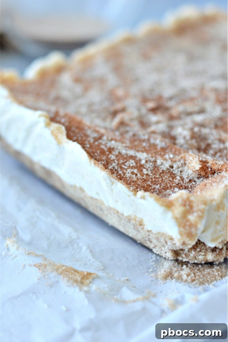 Finished Keto No-Bake Churro Cheesecake Bars, beautifully sliced and ready to eat