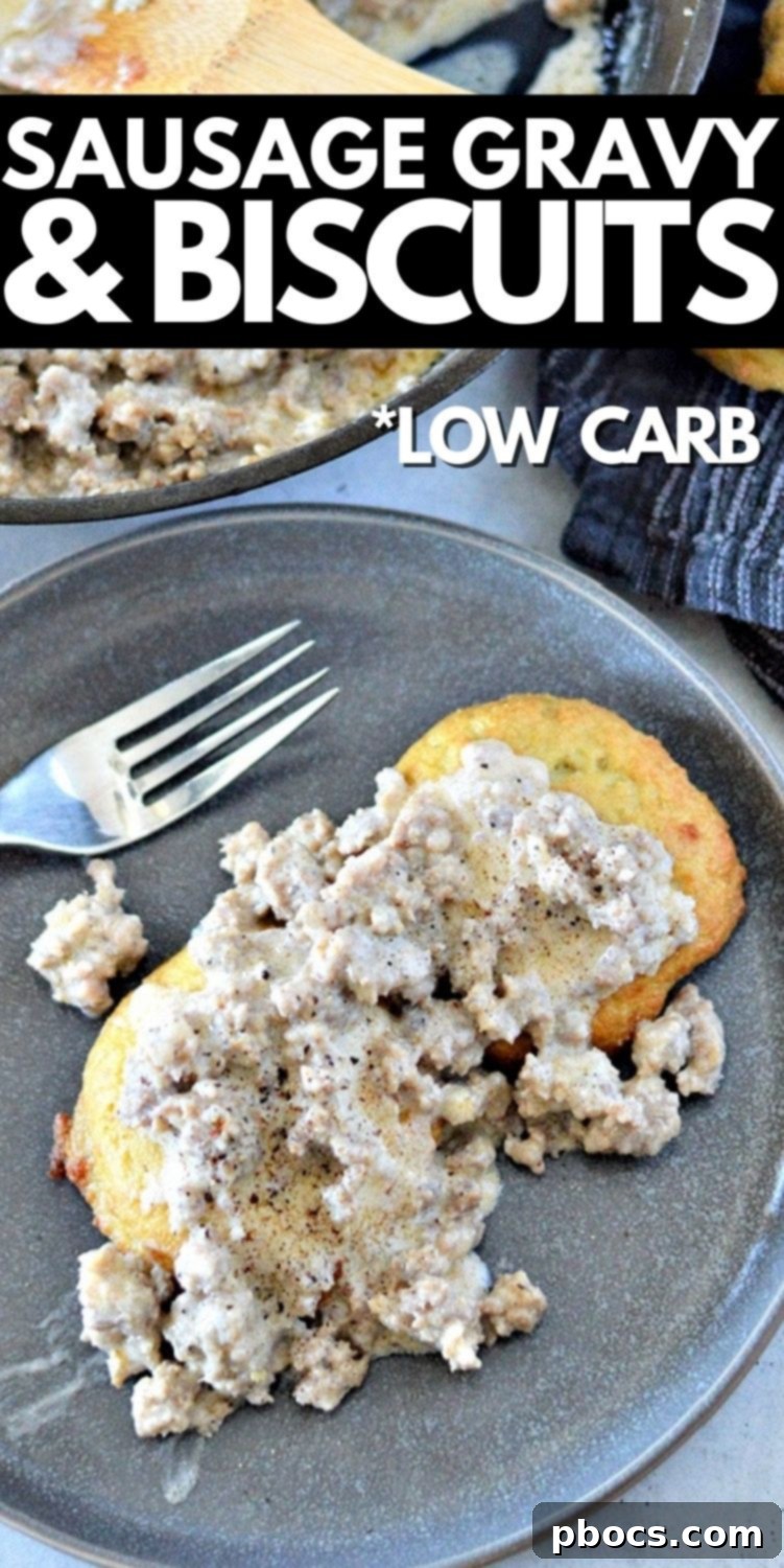 Low-Carb Sausage Gravy and Biscuits
