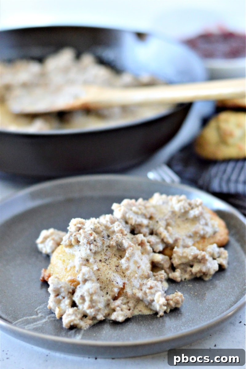Low-Carb Sausage Gravy and Biscuits