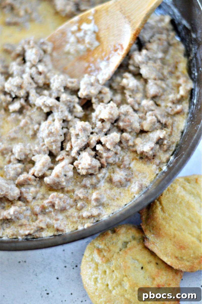 Low-Carb Sausage Gravy and Biscuits
