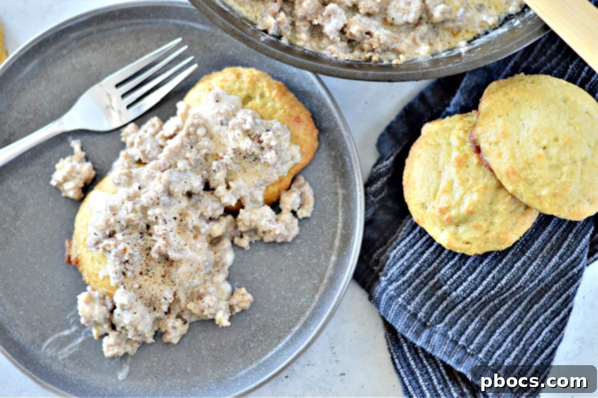 Low-Carb Sausage Gravy and Biscuits