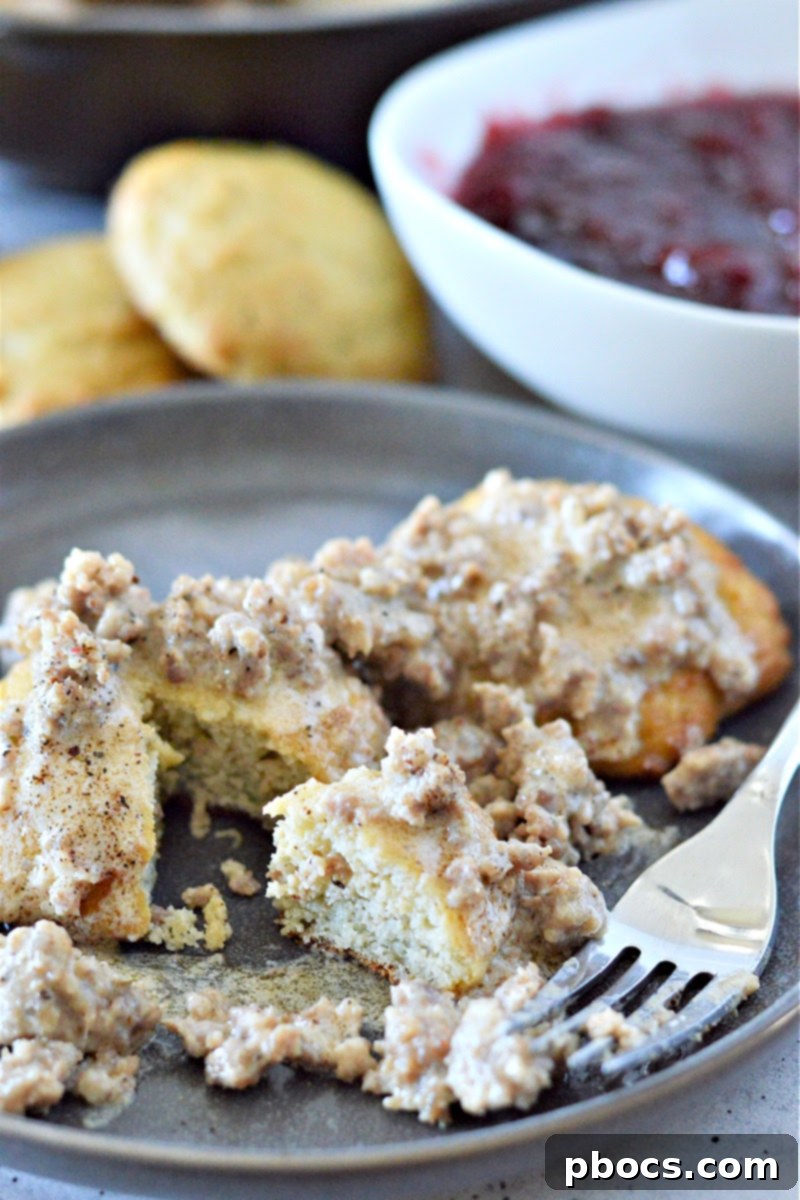 Low-Carb Sausage Gravy and Biscuits