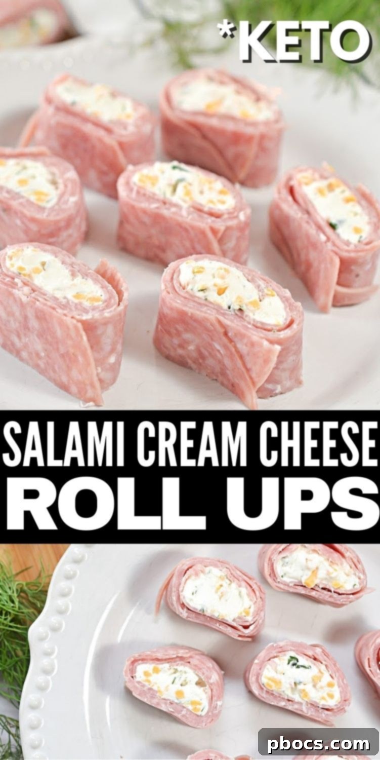Keto Salami Cream Cheese Roll Ups