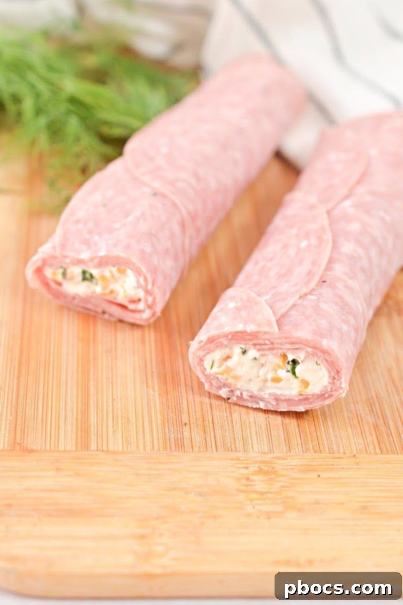Keto Salami Cream Cheese Roll Ups