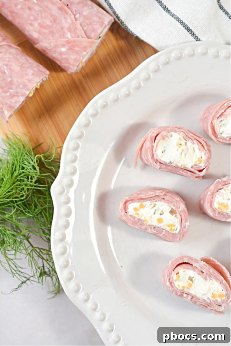 Keto Salami Cream Cheese Roll Ups