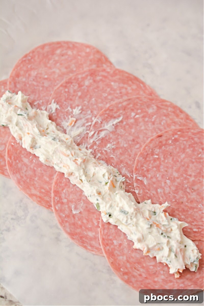 Keto Salami Cream Cheese Roll Ups