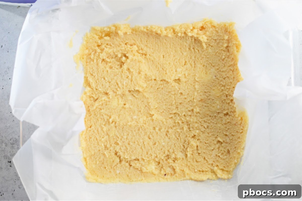 Spreading the keto pie crust dough evenly in the baking pan.