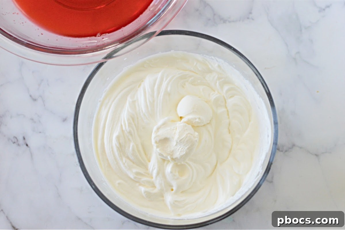 Airy Strawberry Keto Delight 11 Step 4: Whipping heavy cream and cream cheese for the fluff base