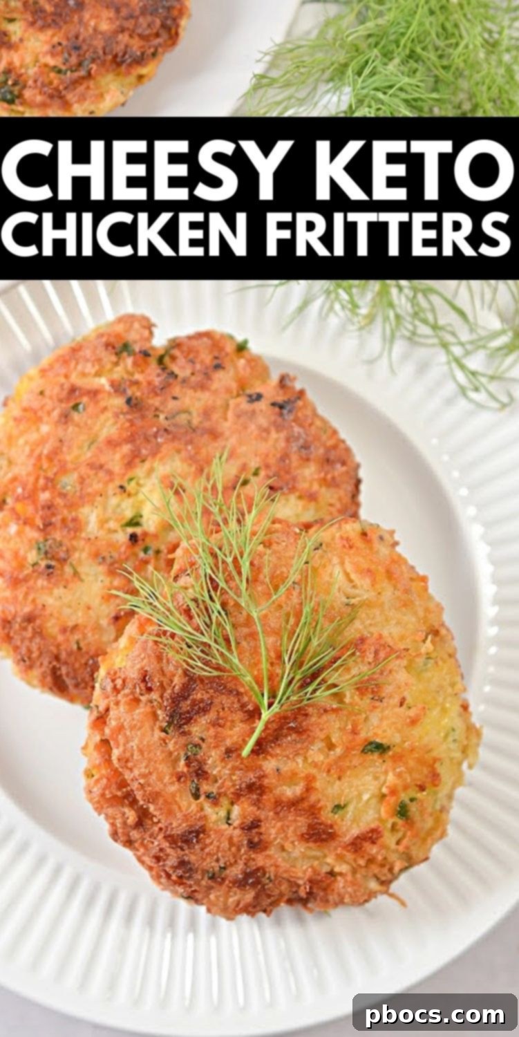Keto Cheesy Chicken Fritters Pinterest Pin
