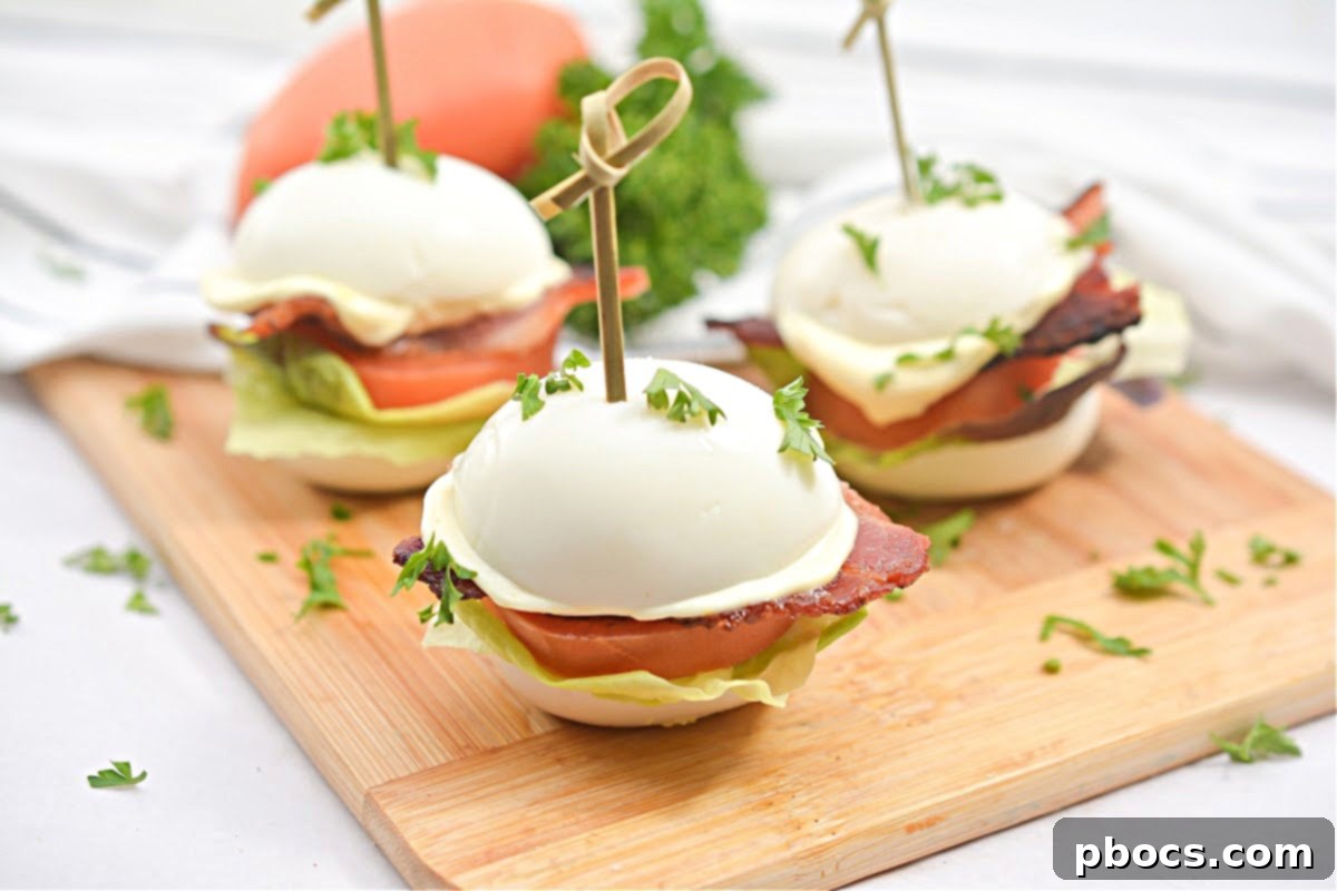 Keto BLT Egg Bites 3 Close-up of a Keto BLT Egg Slider, showing crispy bacon, fresh lettuce, and tomato
